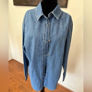 Zara Women's Size XS Heavyweight Denim Shirt Oversized Fit Medium Washed